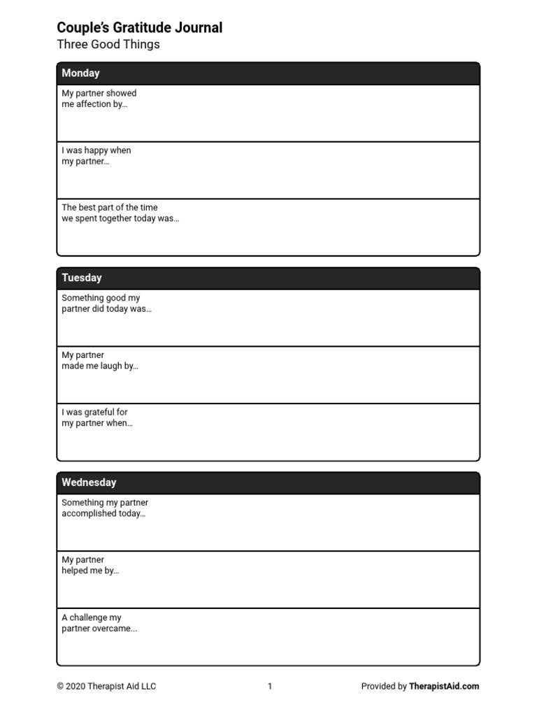 Couple&rsquo;s Gratitude Journal: Three Good Things | PDF | Career &amp; Growth