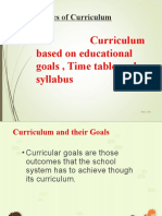 Curriculum based on educational goals , Time table and syllabus