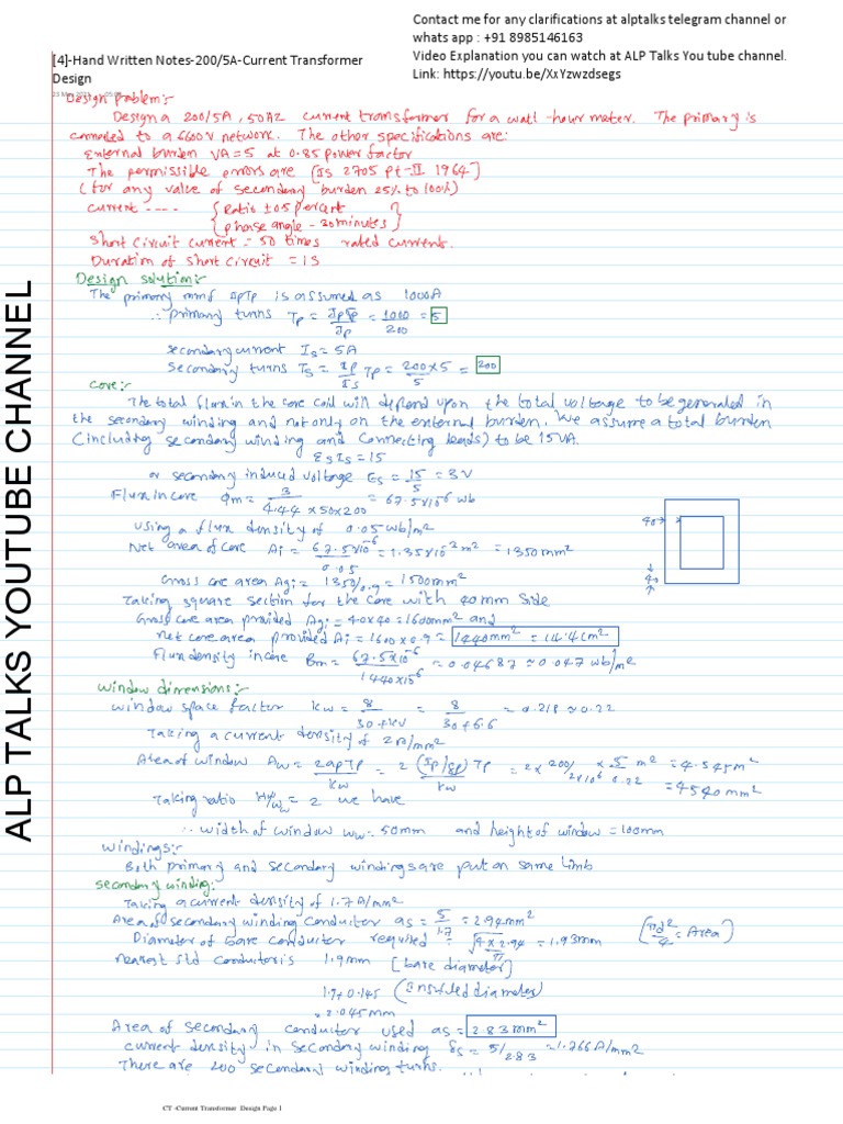 CT - Current Transformer Design Page 1 | PDF