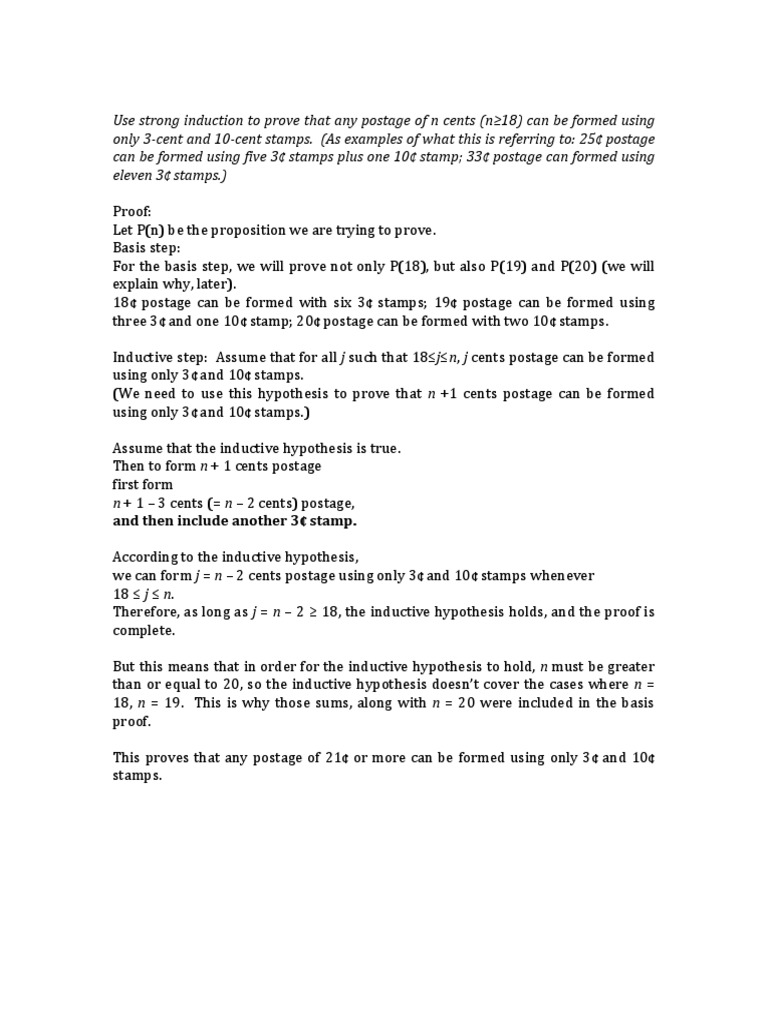 Proving Postage Combinations with Induction | PDF | Mathematical Proof ...