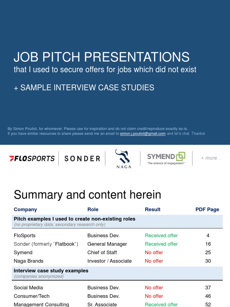 Job Pitch Strategies and Case Studies | PDF | Mixed Martial Arts | Brand
