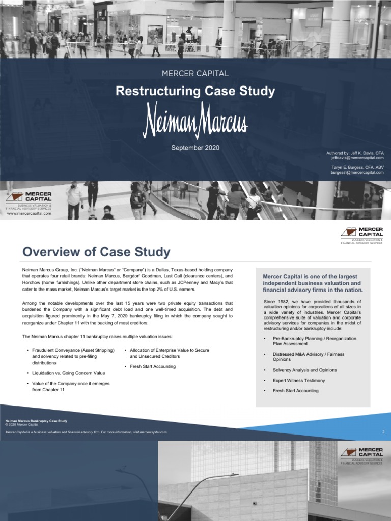 Restructuring Case Study: Mercer Capital | PDF | Chapter 11 | Bankruptcy