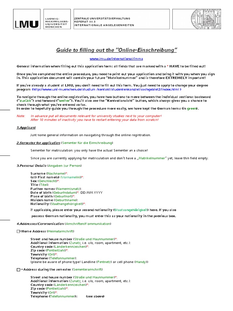 Guide To Filling Out The WWW Lmu.de