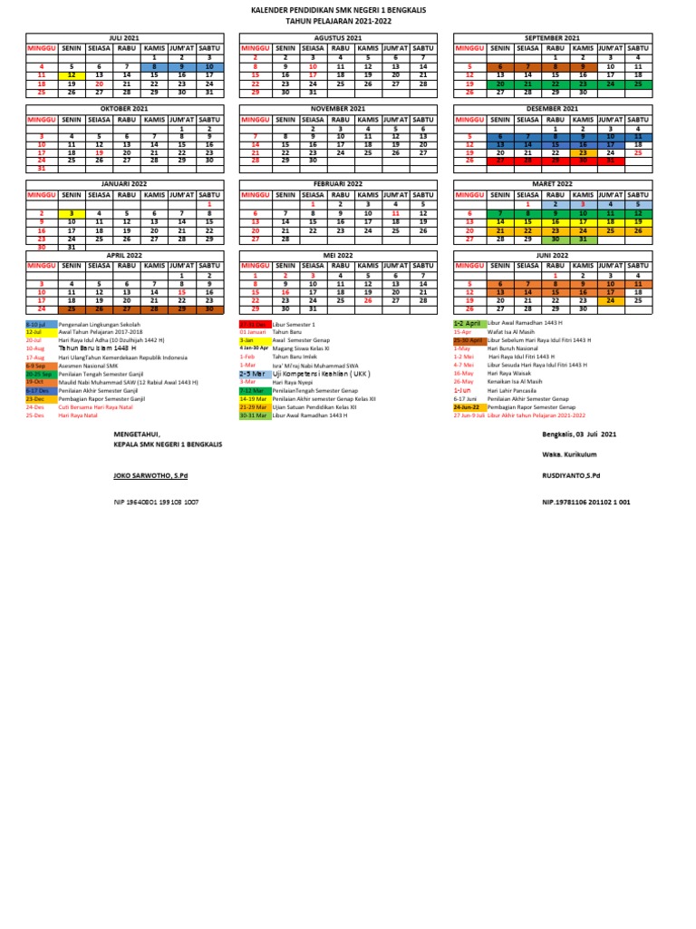 Kalender pendidikan 2021 dan 2022
