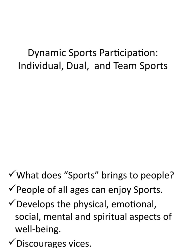 Dynamic Sports Participation Individual, Dual, and Team Sports PDF