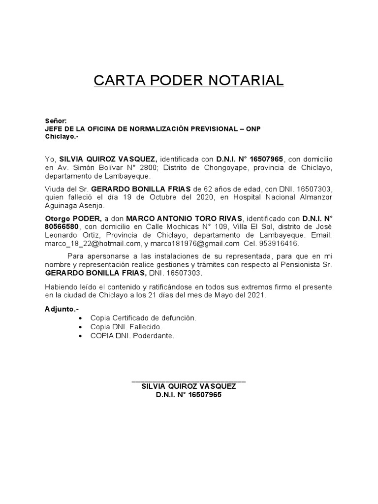 Carta Poder Notarial para Trámites | PDF | Argentina | Control de acceso