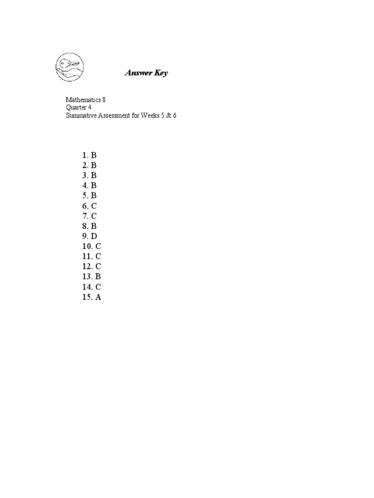 Math 8 Q4 Assessment Answer Key | PDF