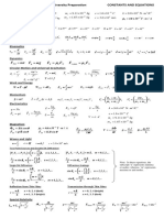 SPH4U: Physics, Grade 12, University Preparation Constants and Equations
