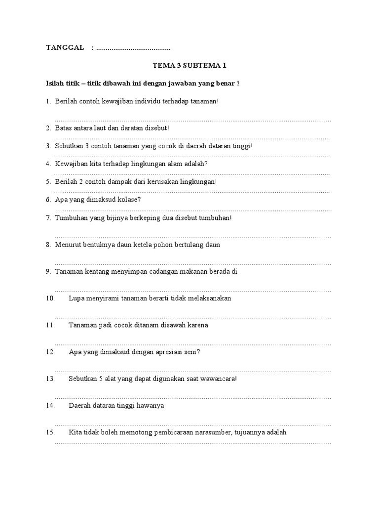 Soal Harian Kelas 4 | PDF