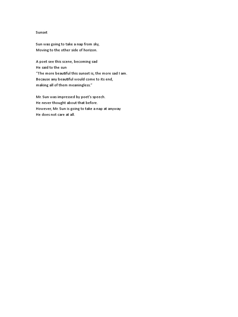 Reflecting on a Poignant Sunset | PDF | Poetry