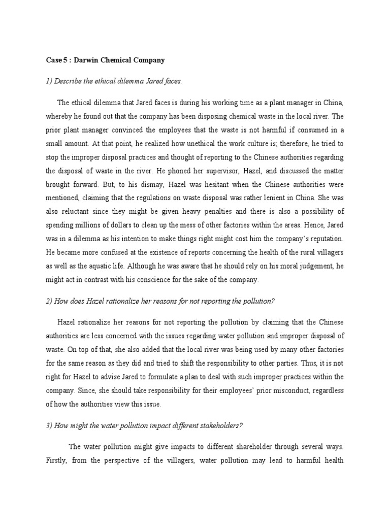 Case 5 Darwin Chemical Company PDF Reason Reputation