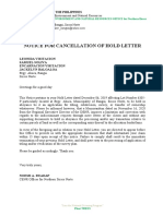 Notice For Cancellation of Hold Letter: December 29, 2020
