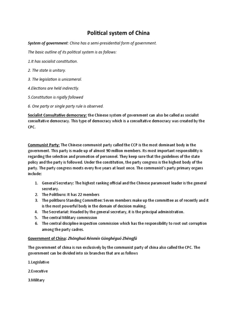 System of Government: China Has A Semi-Presidential Form of Government ...
