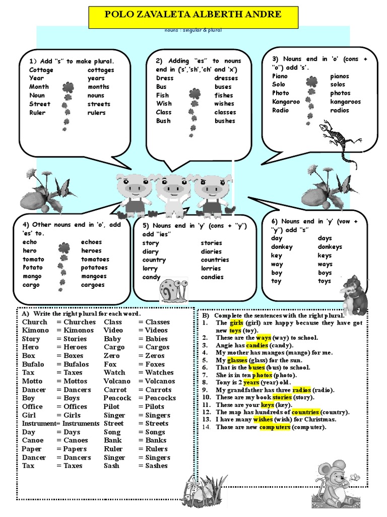 Nouns Singular & Plural Instrument Instruments PDF Languages