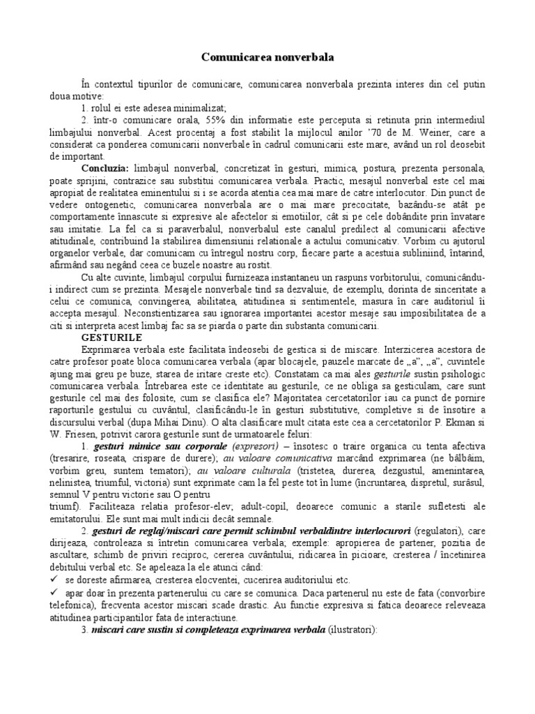 Comunicarea Nonverbala | PDF