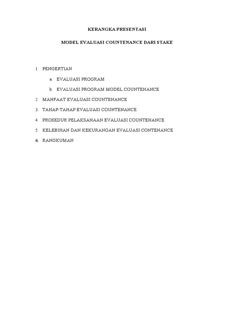 Kerangka Presentasi Evaluasi Model Countenance Stake | PDF