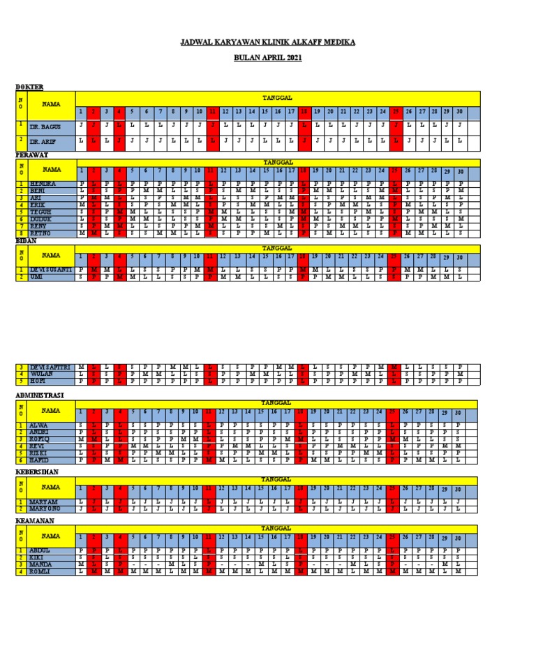 Jadwal Karyawan Klinik Alkaff Medika Pdf