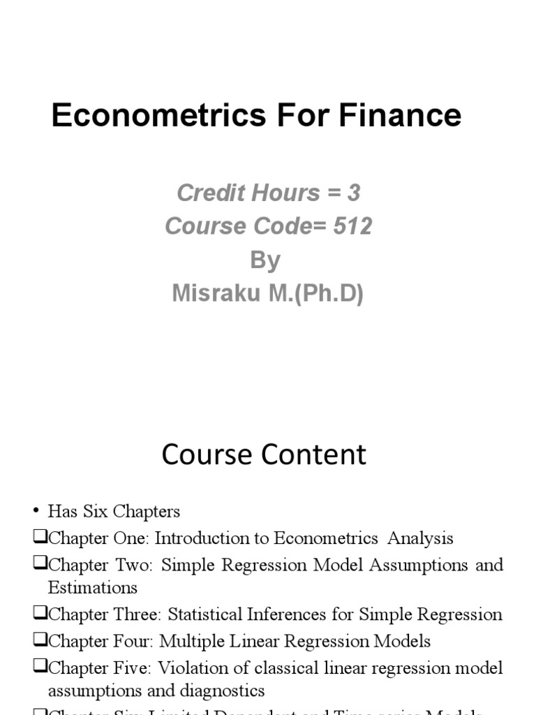 Chapter 1 Introduction To Econometric Analysis | PDF | Econometrics ...