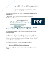 Aplicación Del Saldo A Favor Del Impuesto A La Renta