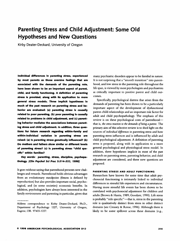 Parenting Stress and Child Outcomes | PDF | Parenting | Relationships