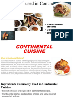 Ingredient Used in Continental Cuisine