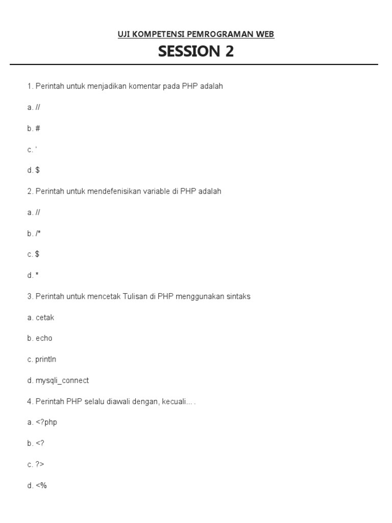 Kompetensi Dasar Pemrograman Web | PDF