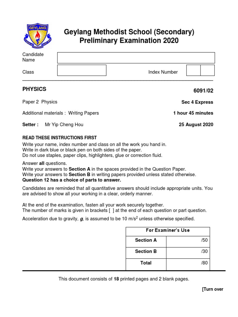 Geylang Physics P2 PDF Telephone Transmitter