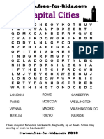Printable Capital Cities Word Search Quiz