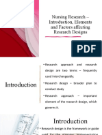 Nursing Research - Introduction Elements and Factors Affecting Research Design