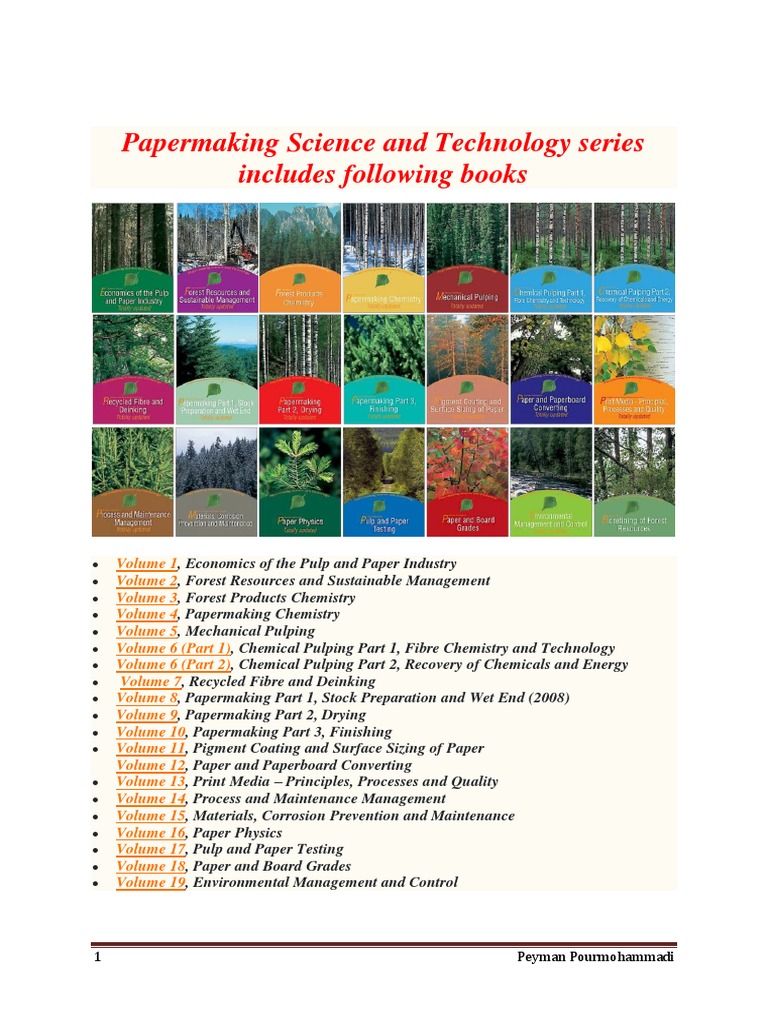 Papermaking Science and Technology Series Includes Following Books PDF Pulp (Paper) Paper