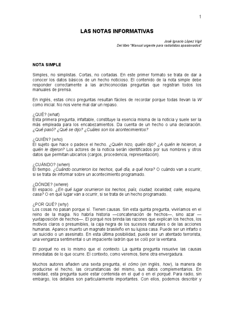 Tipos y Ejemplos de Notas Informativas | PDF | Cuba | Radiodifusión