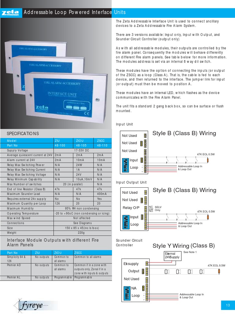 ZETA Addressable Loop Powered Interface Units PDF Relay Amplifier