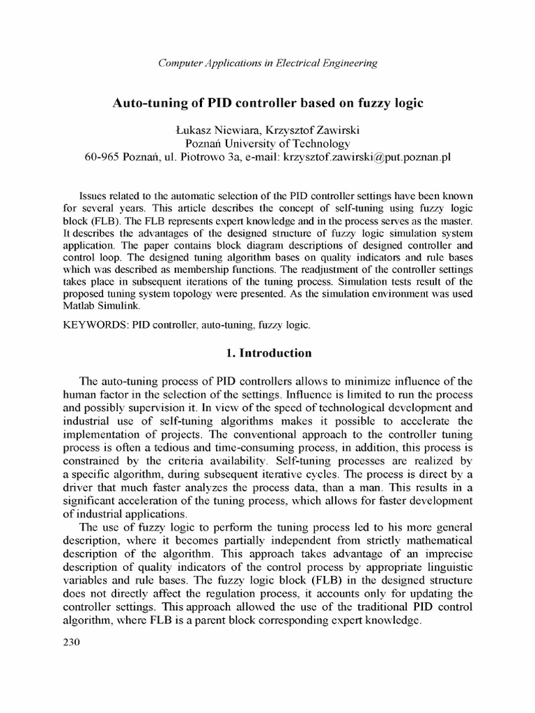 Fuzzy Logic PID Auto-Tuning Guide | PDF | Control Theory | Control System