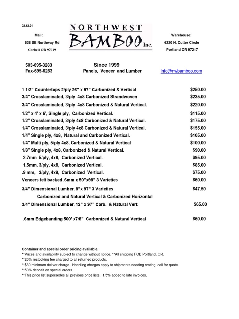 NWB-Pricelist-02 12 21 | PDF | Business