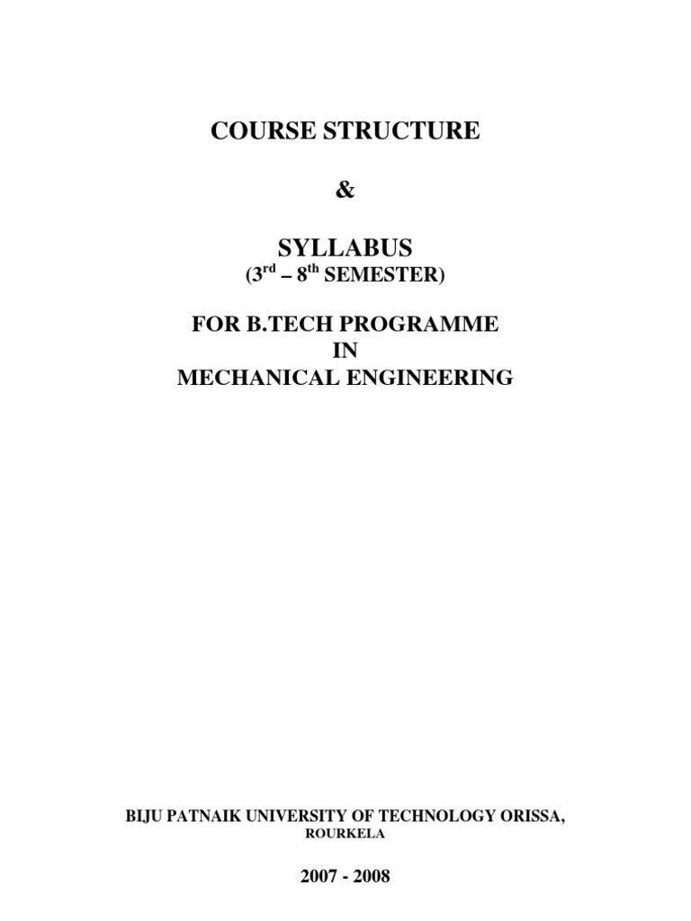 Course Structure & Syllabus: For B.Tech Programme IN Mechanical ...