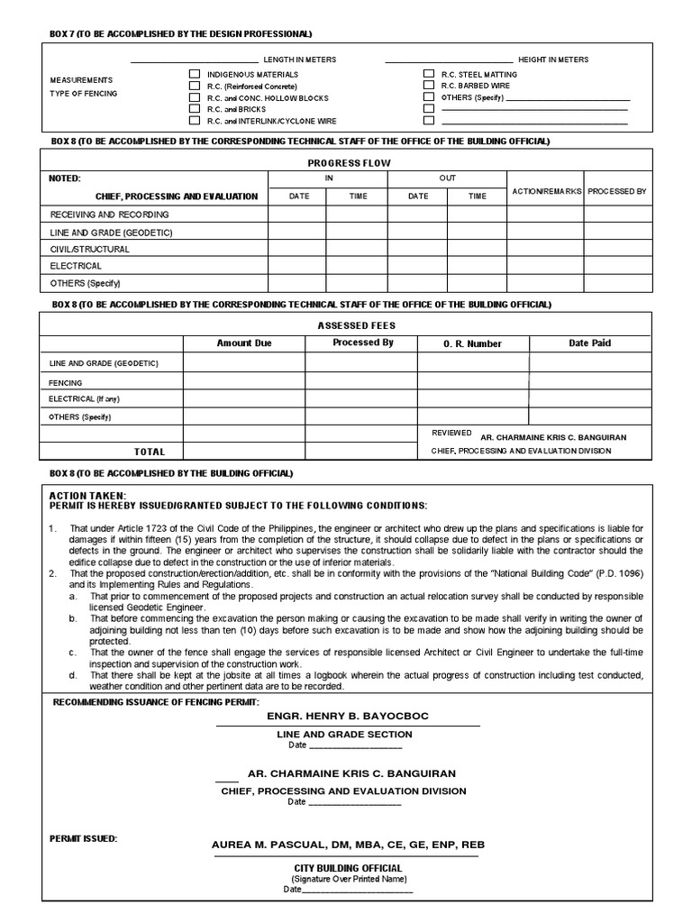 Specifications and Requirements for a Fencing Permit Application PDF