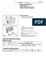 Radiator Removal: Service Specifications