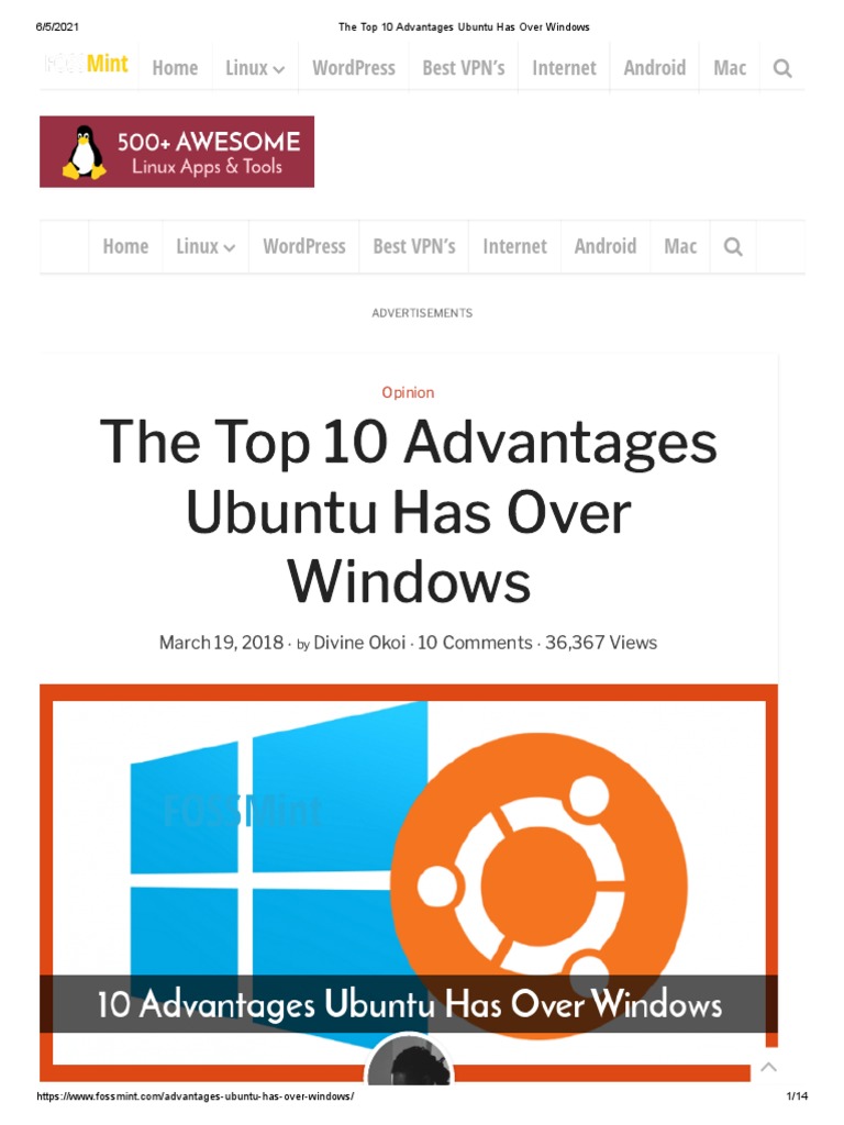The Top 10 Advantages Ubuntu Has Over Windows PDF Linux Microsoft