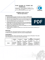 Philippine College of Science and Technology: Learner'S First Activity GE6 (Art Appreciation) Instructions