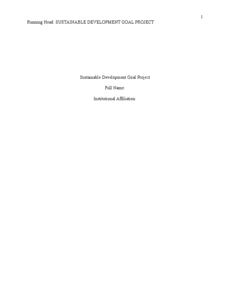 Sustainable Development Goal Project - Revised | PDF | Sustainability ...