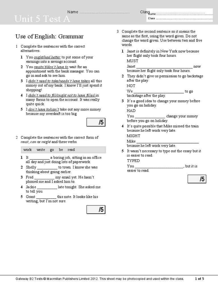 Unit 5 Test A: Use of English: Grammar | PDF | Internet Fraud | Email Spam