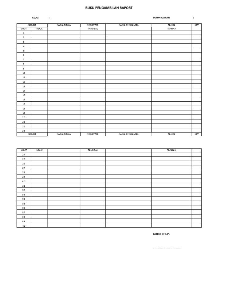 Buku Pengambilan Raport Siswa | PDF