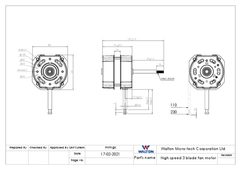 High Speed Table Fan Motor 25mm Stack PDF