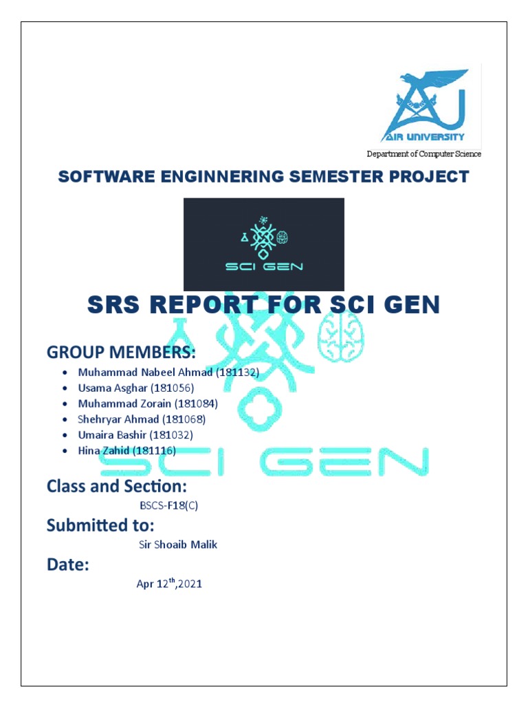SRS Report for Sci Gen Application | PDF | Use Case | Button (Computing)
