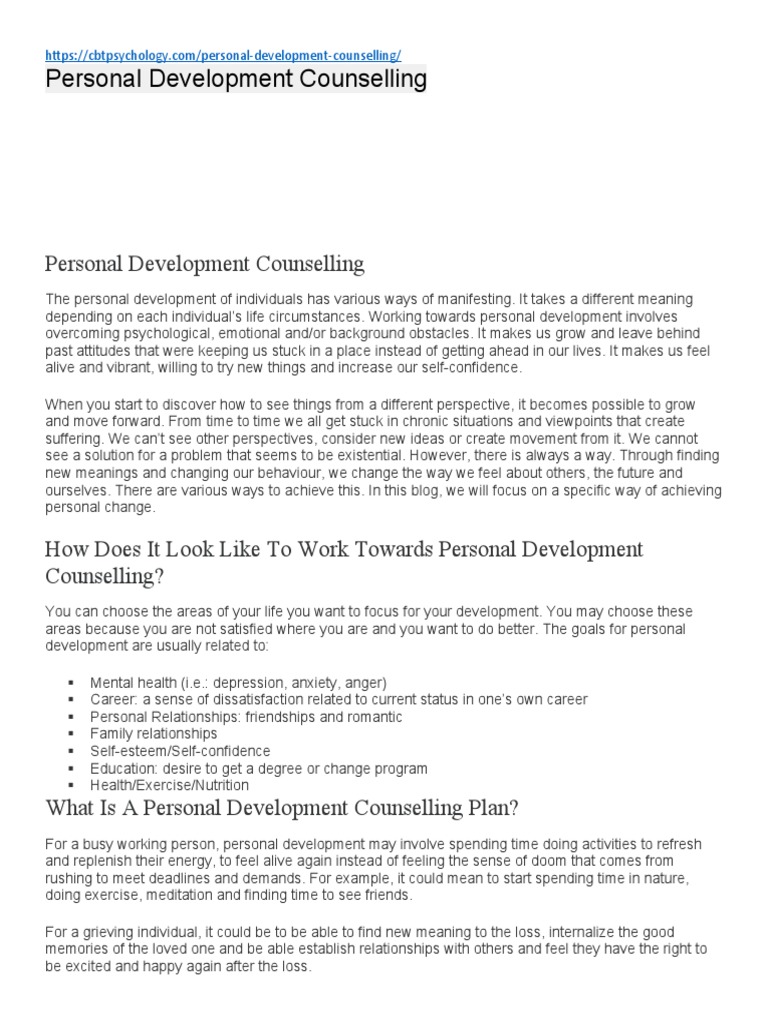 Personal Development Counselling Guide | PDF | Psychotherapy | Mentorship