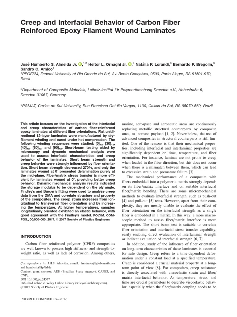 Creep and Interfacial Behavior of Carbon Fiber Reinforced Epoxy