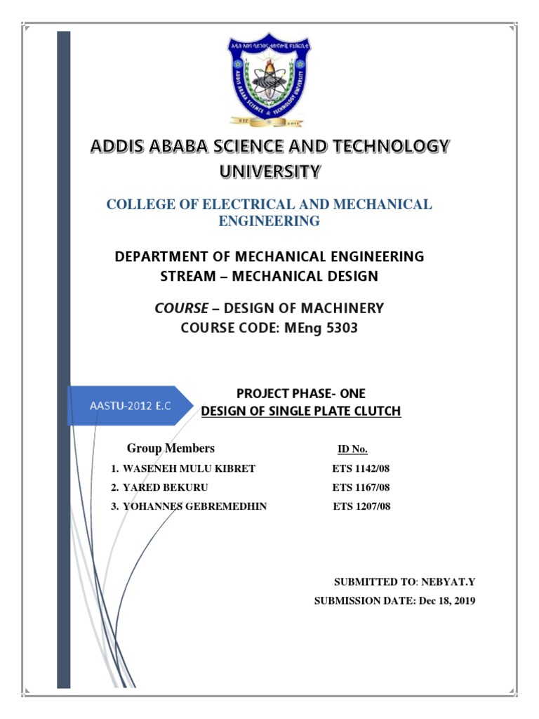 Single Plate Clutch Design Project Download Free PDF Clutch Cast Iron