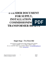 E-Tender Document For Supply, Installation and Commissioning of Transformer 800 Kva