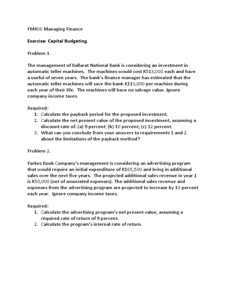 Capital Budgeting Analysis for Investments | PDF | Finance & Money ...