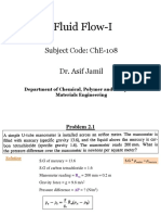 Fluid Flow-I: Subject Code: Che-108 Dr. Asif Jamil
